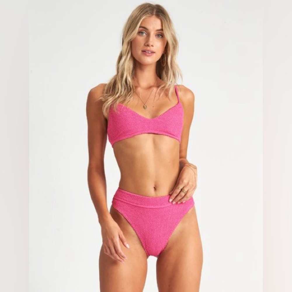 Billabong Summer High Maui - textured‎ hot pink high waisted Bikini Bottoms